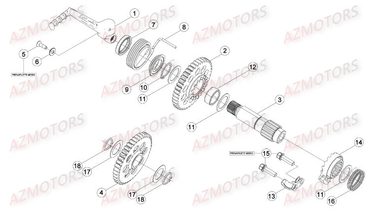 Kick Starter AZMOTORS Pieces BETA RR RACING 2T 250 - [2015]
