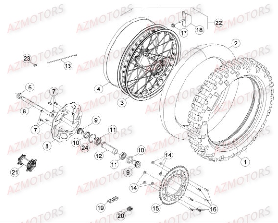 Roue Arriere AZMOTORS Pieces BETA RR RACING 2T 250 - [2015]