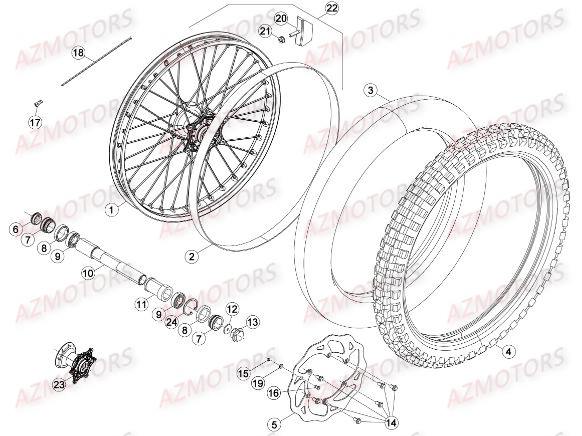 Roue Avant AZMOTORS Pieces BETA RR RACING 2T 250 - [2015]