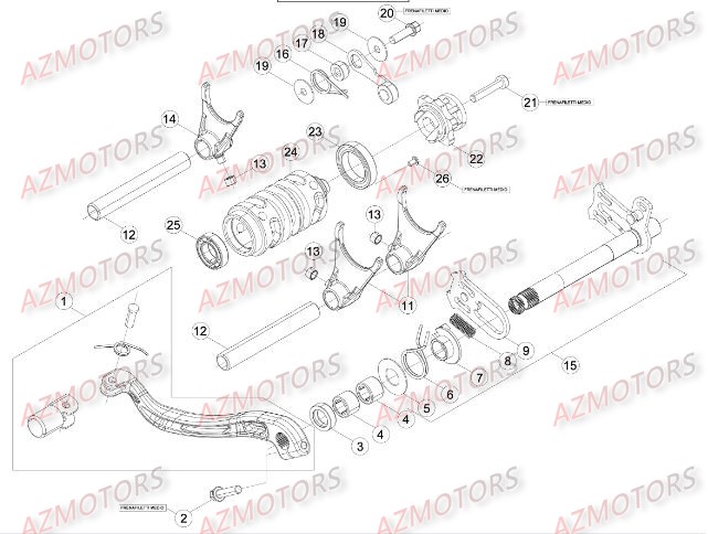 Commande Boite A Vitesses AZMOTORS Pieces BETA RR RACING 2T 250 - [2016]