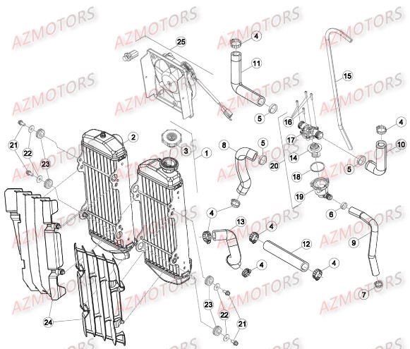 Radiateur AZMOTORS Pieces BETA RR RACING 2T 250 - [2016]