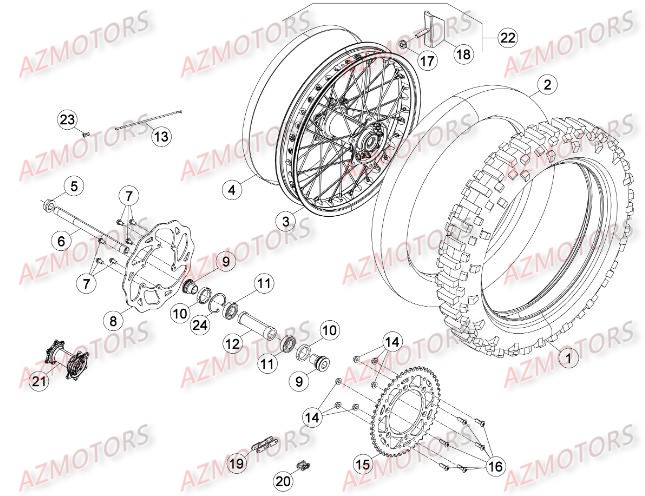 Roue Arriere AZMOTORS Pieces BETA RR RACING 2T 250 - [2016]