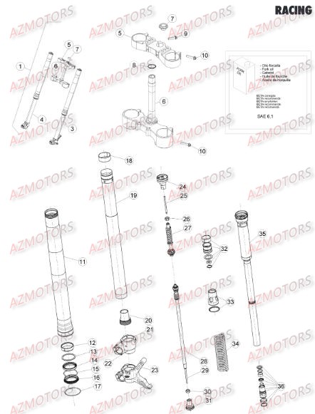 Fourche AZMOTORS Pieces BETA RR RACING 2T 300 - [2016]
