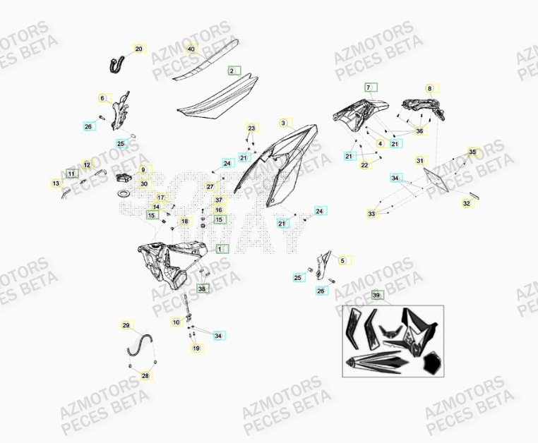 Carenage Arriere AZMOTORS PiÃ¨ces BETA RR RACING 4T 350 - [2013]