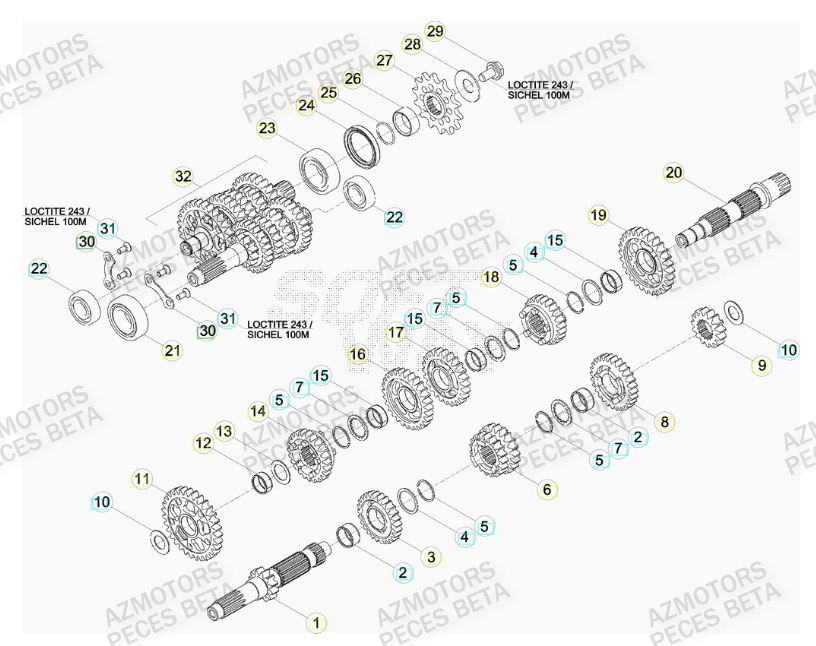 PIGNON DE TRANSMISSION SECONDA IRE - BETA pour TRANSMISSION de RRRAC-4T-400-13