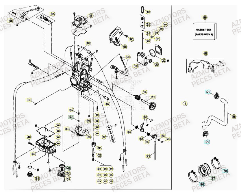 Carburateur AZMOTORS PiÃ¨ces BETA RR RACING 4T 450 - [2013]