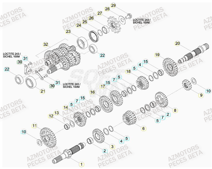 PIGNON DE TRANSMISSION SECONDA IRE - BETA pour TRANSMISSION de RRRAC-4T-450-13