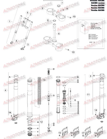 Fourche Du N Serie 250075 A 259999 AZMOTORS PiÃ¨ces BETA RR RACING 4T 450 - [2014]