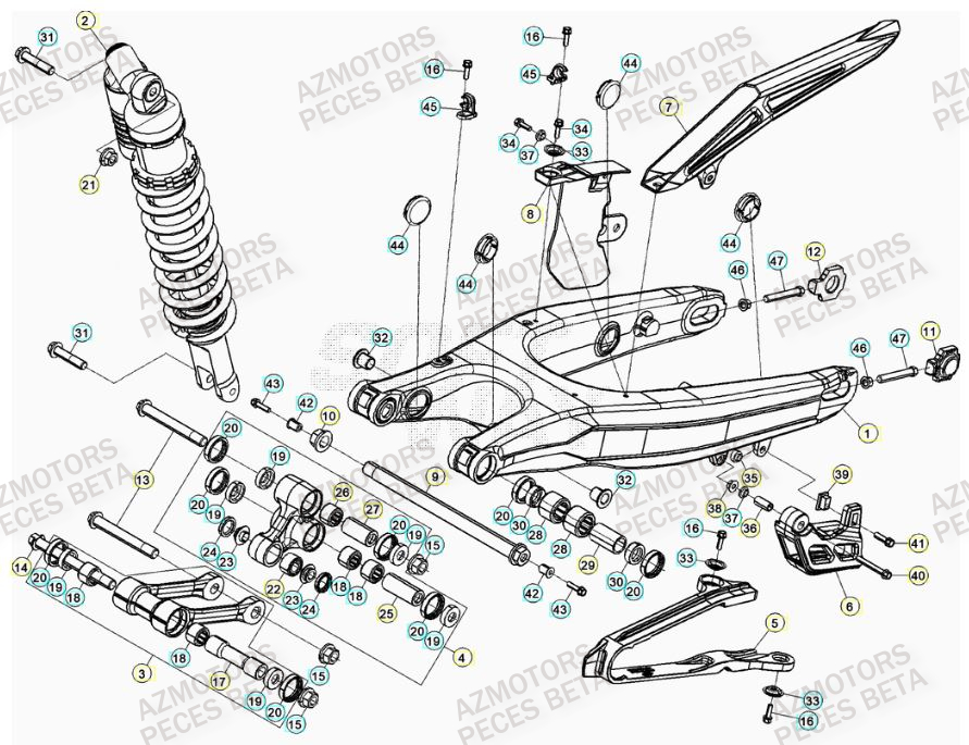 Bras Oscillant AZMOTORS PiÃ¨ces BETA RR RACING 4T 498 - [2013]