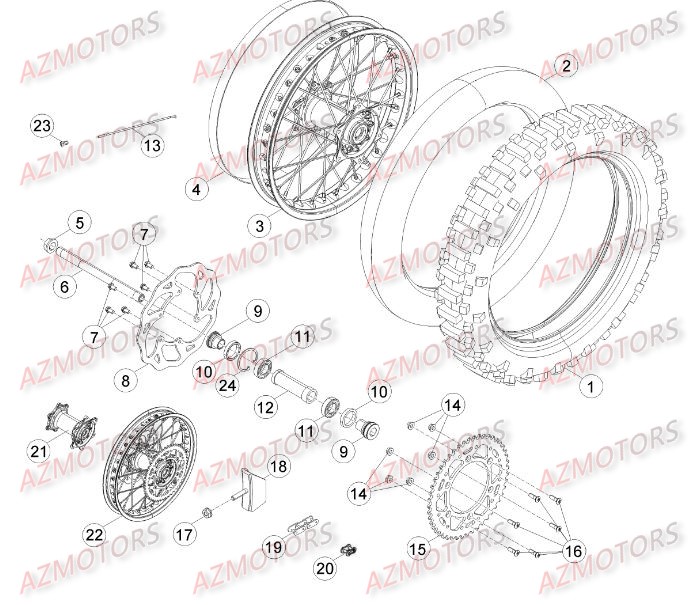 Roue Arriere AZMOTORS PiÃ¨ces BETA RR RACING 4T 498 - [2014]