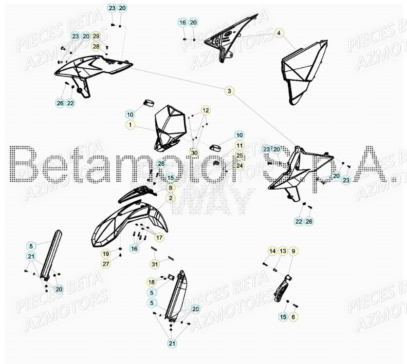 APPUI AILE - BETA pour CARENAGE AVANT de RR 125 2T 19