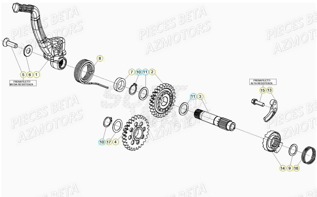 Kick Starter AZMOTORS PiÃ¨ces RR 125 2T - 2019