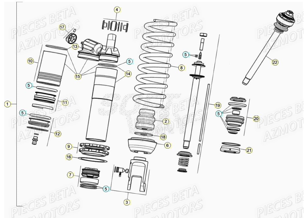 RESSORT K 4,8 N/MM BETA pour AMORTISSEUR de RR 125 2T 20