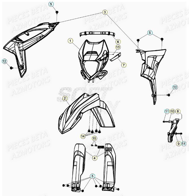 Carenage Avant AZMOTORS PiÃ¨ces RR 125 2T - 2020