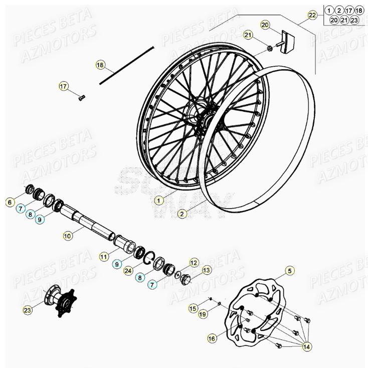Roue Avant AZMOTORS PiÃ¨ces RR 125 2T - 2020
