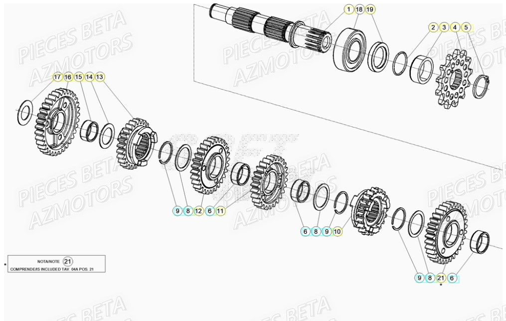 PIGNON DE TRANSMISSION SECONDA IRE - BETA pour TRANSMISSION de RR 125 2T 20