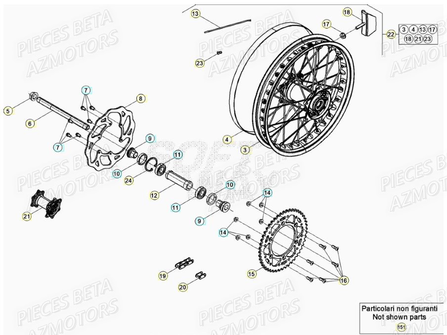 Roue Arriere AZMOTORS PiÃ¨ces RR 125 2T - 2021