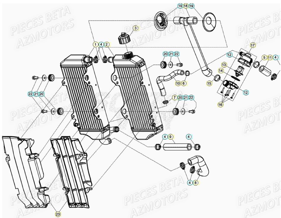 Radiateur AZMOTORS PiÃ¨ces RR 125 2T - 2022