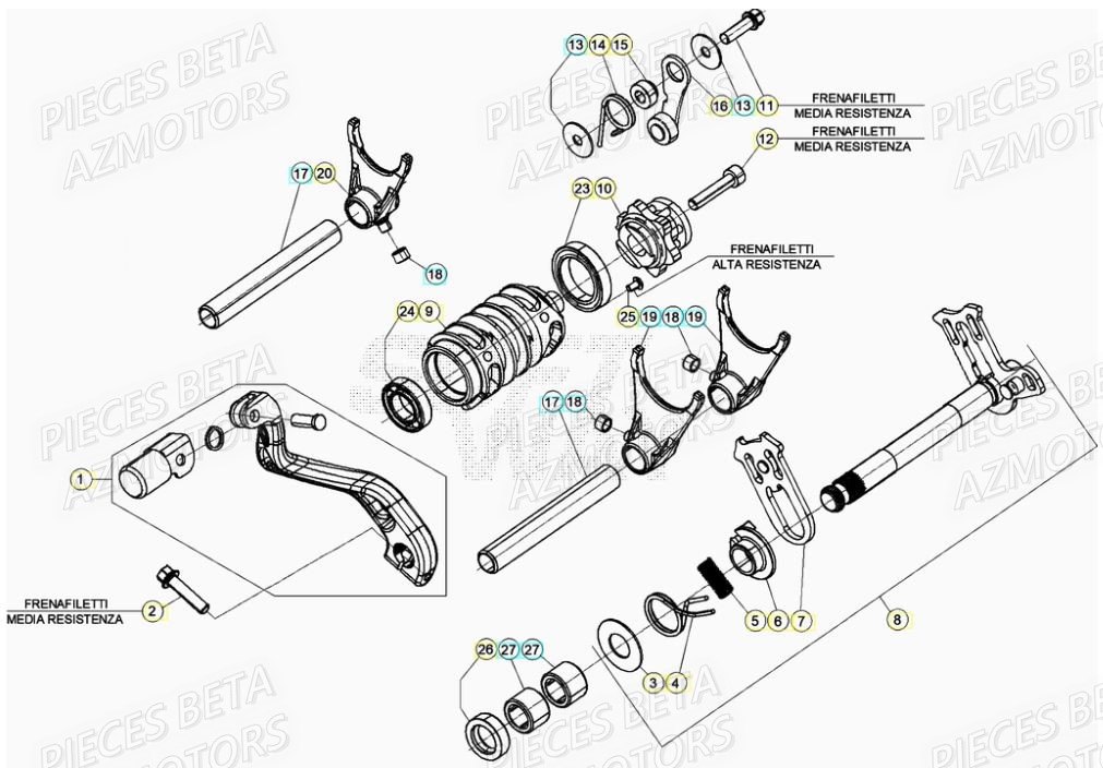 Selecteur De Vitesses AZMOTORS PiÃ¨ces RR 125 2T - 2022