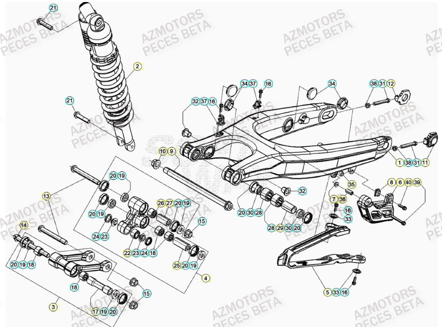 Bras Oscillant AZMOTORS PiÃ¨ces RR 125 2T - 2023