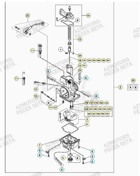 Carburateur AZMOTORS PiÃ¨ces RR 125 2T - 2023