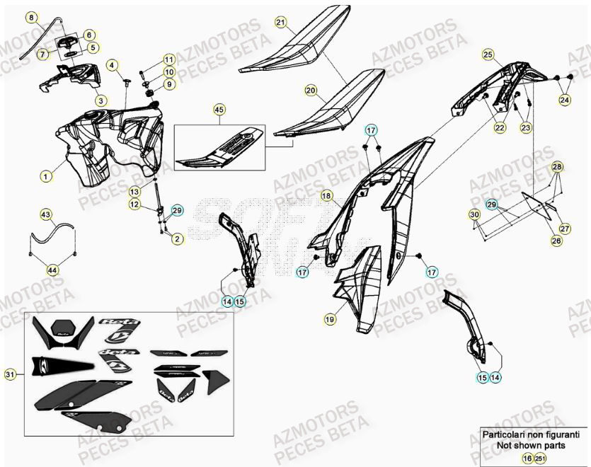 Carenage Arriere AZMOTORS PiÃ¨ces RR 125 2T - 2023