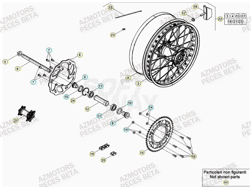 Roue Arriere AZMOTORS PiÃ¨ces RR 125 2T - 2023