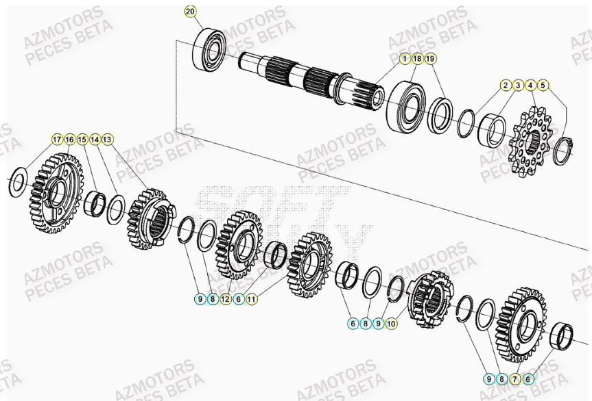 PIGNON DE TRANSMISSION SECONDA IRE - BETA pour TRANSMISSION de RR 125 2T 23