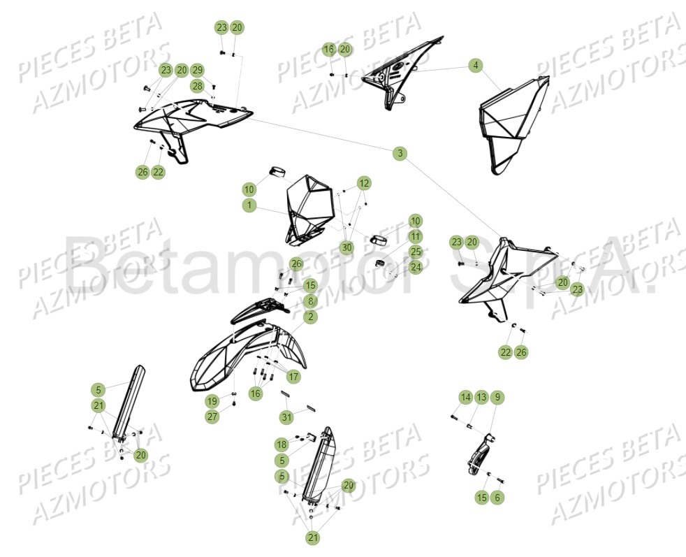 PROTECTION TIGE - KIT WHITE - BETA pour CARENAGES RESERVOIR SELLE de RR 125 2T MY18