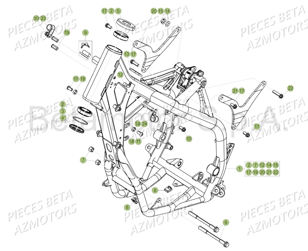 Chassis AZMOTORS PiÃ¨ces Beta RR 125 2T - 2018