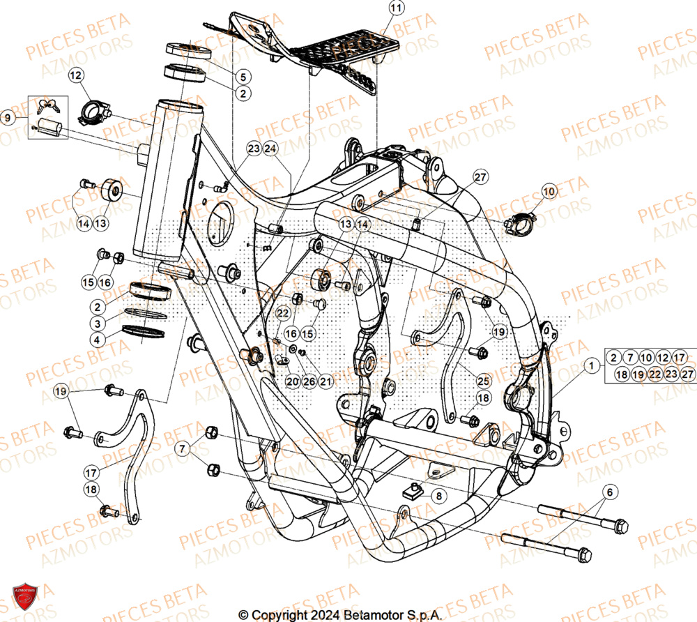 Chassis AZMOTORS PiÃ¨ces Beta RR 125 2T X-PRO - 2025