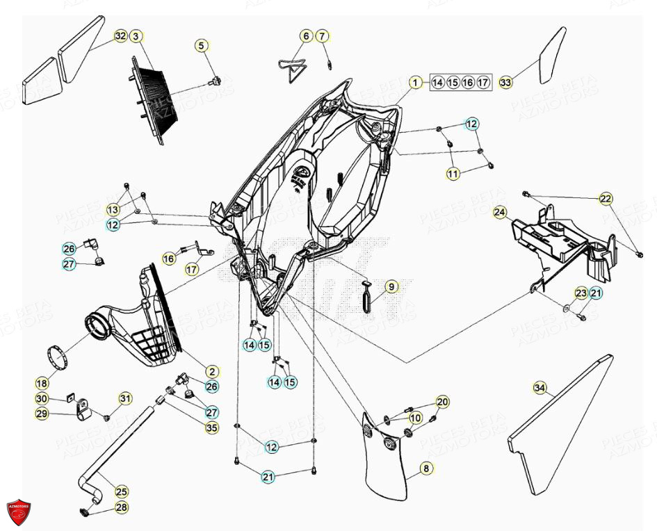 Boitier Du Filtre A Air AZMOTORS PiÃ¨ces Beta ENDURO RR 125 4T LC - 2020