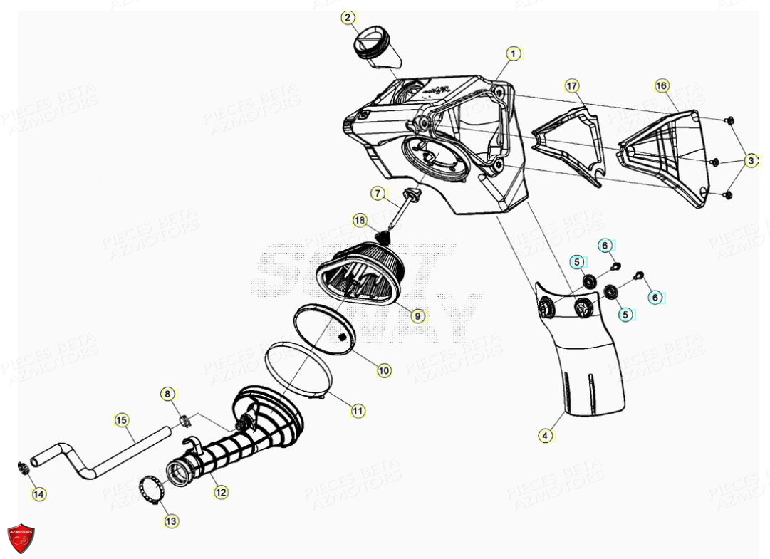 Boitier Du Filtre A Air AZMOTORS PiÃ¨ces Beta ENDURO RR 125 4T LC - 2021-2022
