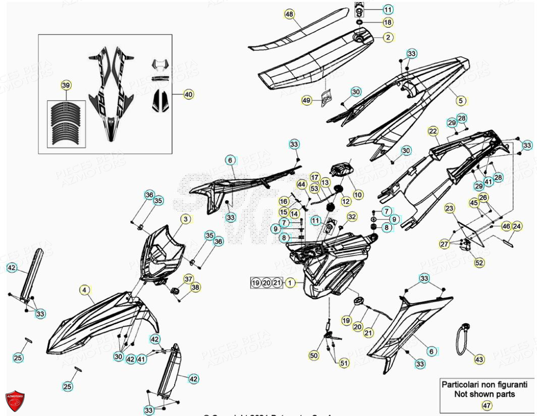 Carenages Reservoir Selle AZMOTORS PiÃ¨ces Beta ENDURO RR 125 4T LC - 2021-2022