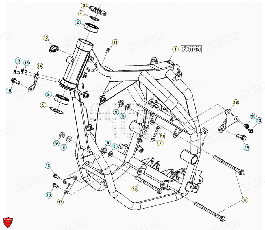 Chassis AZMOTORS PiÃ¨ces Beta ENDURO RR 125 4T LC - 2021-2022