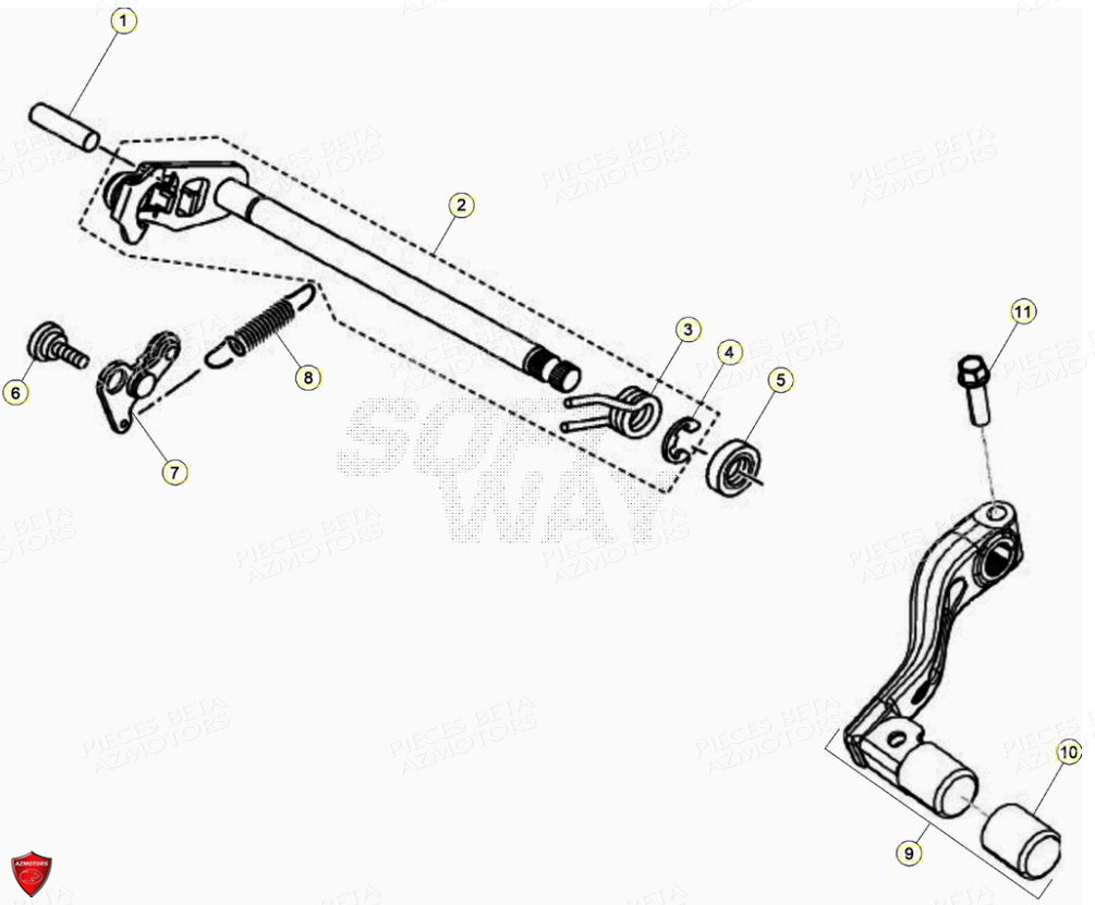 Commande Selecteur De Vitesses AZMOTORS PiÃ¨ces Beta ENDURO RR 125 4T LC - 2021-2022