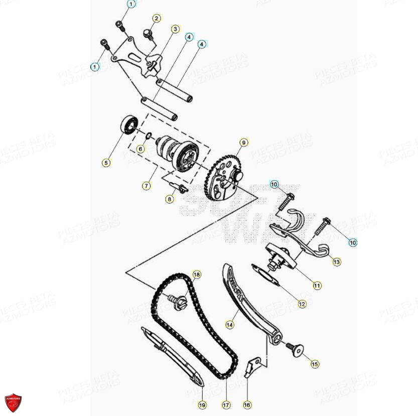 Cylindre Culasse Distribution AZMOTORS PiÃ¨ces Beta ENDURO RR 125 4T LC - 2021-2022
