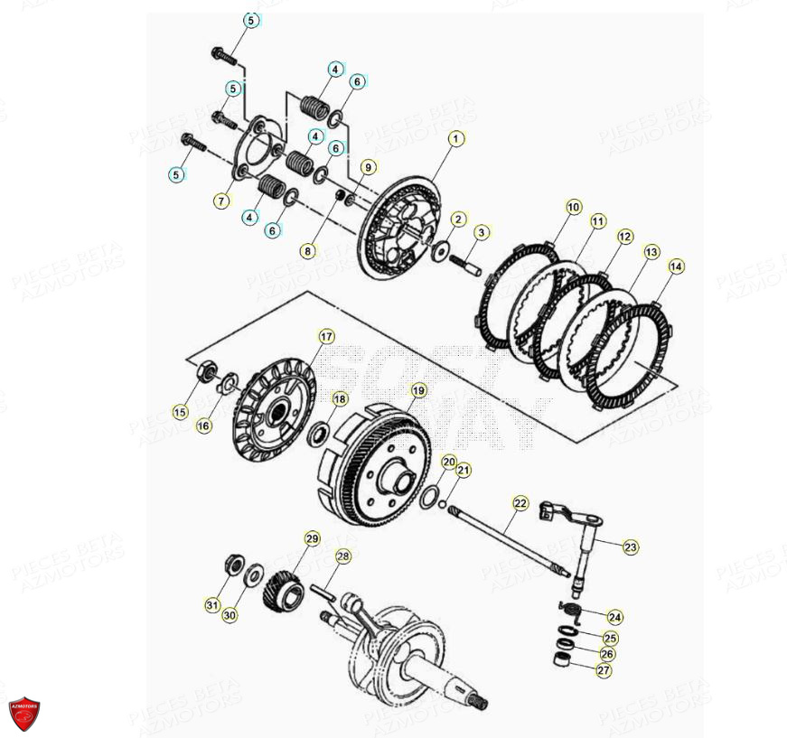 Embrayage AZMOTORS PiÃ¨ces Beta ENDURO RR 125 4T LC - 2021-2022
