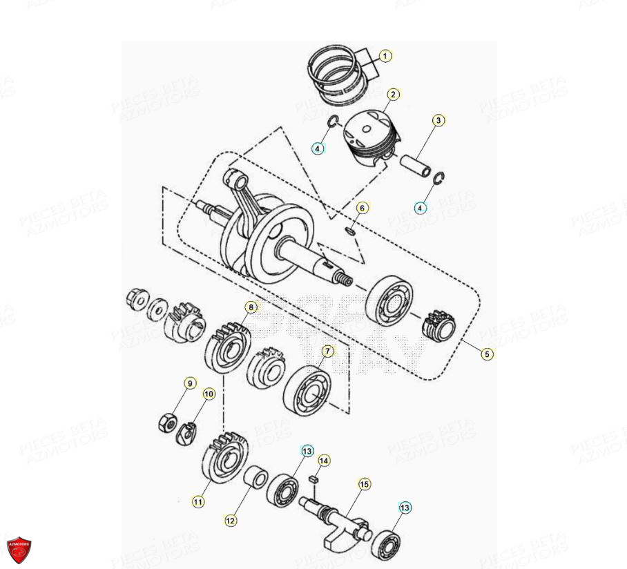 Vilebrequin Piston Contre Arbre AZMOTORS PiÃ¨ces Beta ENDURO RR 125 4T LC - 2021-2022