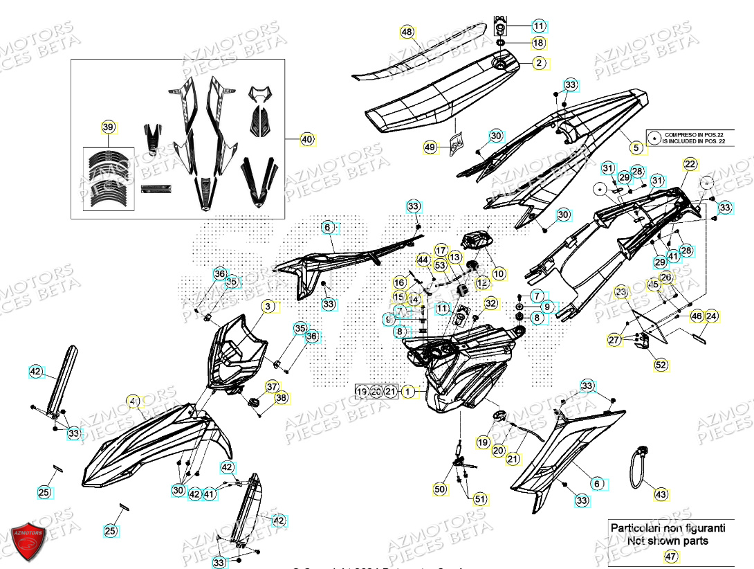 Carenages Reservoir Selle AZMOTORS PiÃ¨ces Beta ENDURO RR 125 4T R 2024