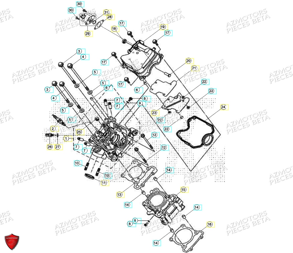 Cylindre Culasse Bougie AZMOTORS PiÃ¨ces Beta ENDURO RR 125 4T R 2024