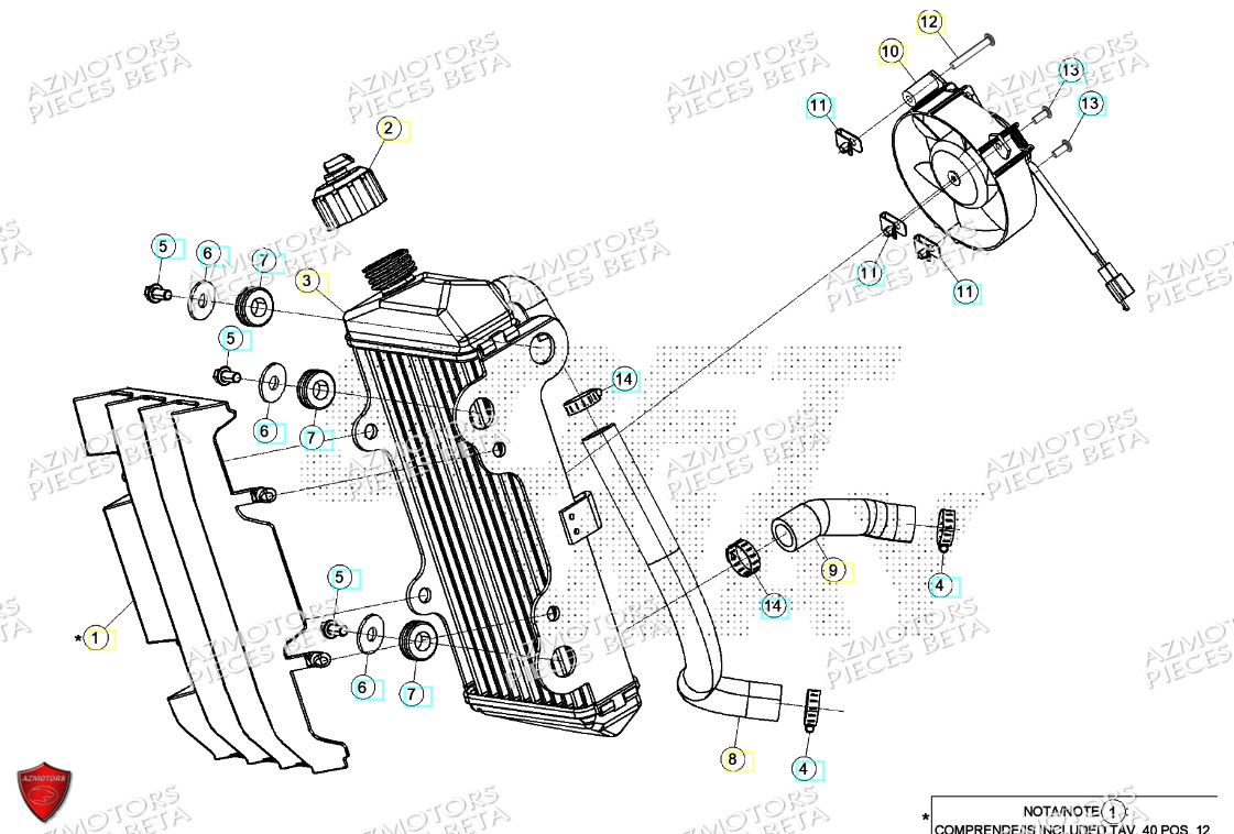 Radiateur AZMOTORS PiÃ¨ces Beta ENDURO RR 125 4T R 2024