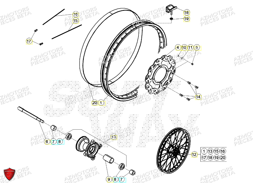 Roue Avant AZMOTORS PiÃ¨ces Beta ENDURO RR 125 4T R 2024