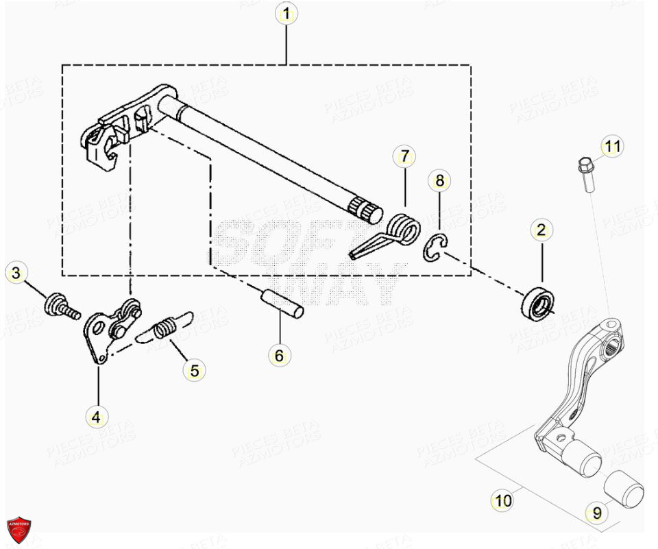Commande Levier De Vitesses AZMOTORS PiÃ¨ces Beta ENDURO RR 125 4T R LC - 2019