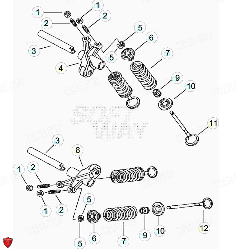Cylindre Culasse Soupapes AZMOTORS PiÃ¨ces Beta ENDURO RR 125 4T R LC - 2019