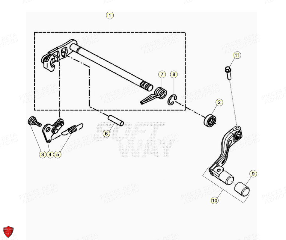 Commande Selecteur De Vitesses AZMOTORS PiÃ¨ces Beta ENDURO RR 125 4T R LC - 2020