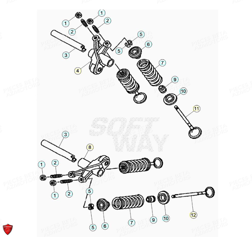 Cylindre Culasse Soupapes AZMOTORS PiÃ¨ces Beta ENDURO RR 125 4T R LC - 2020