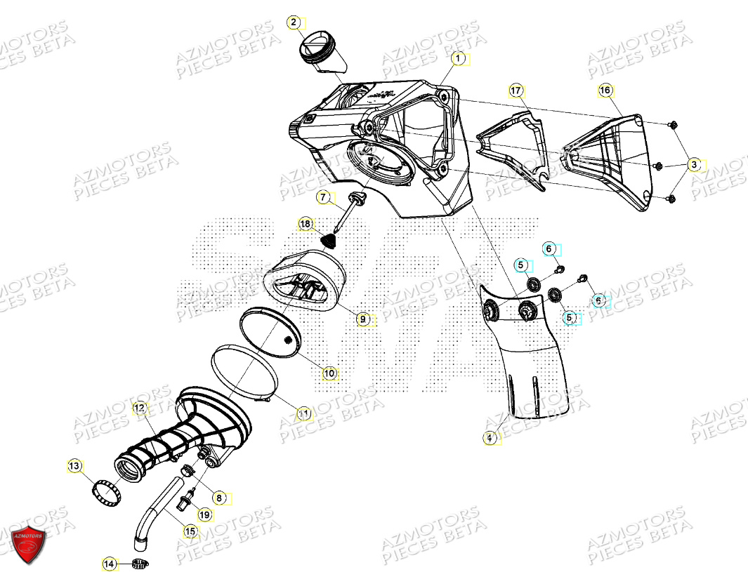 Boitier Du Filtre AZMOTORS PiÃ¨ces Beta ENDURO RR 125 4T T 2023