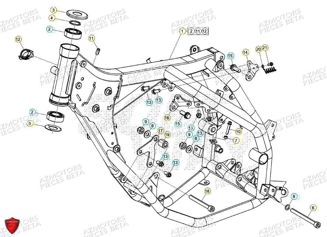 Chassis AZMOTORS PiÃ¨ces Beta ENDURO RR 125 4T T 2023