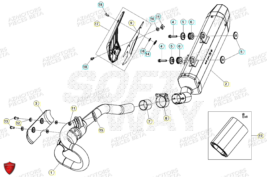 Echappement AZMOTORS PiÃ¨ces Beta ENDURO RR 125 4T T 2023